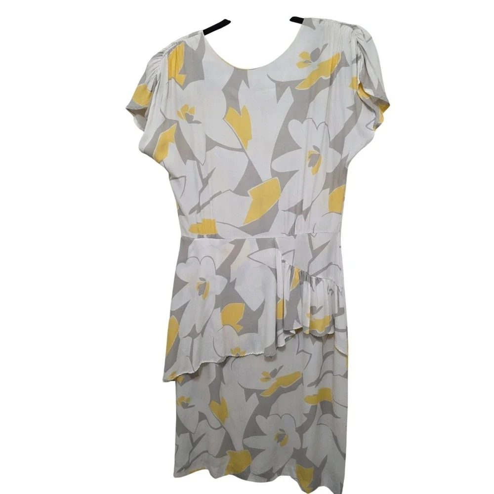 VTG Katie Women's 80S Y2K Floral Button-Down Back‎ Midi Dress Ruffle Hem Size 10